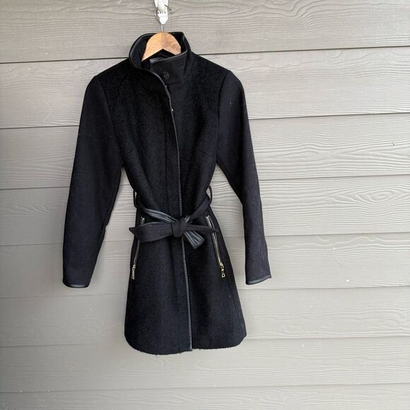 Vince Camuto wool faux leather trim jacket - Picture 2 of 7